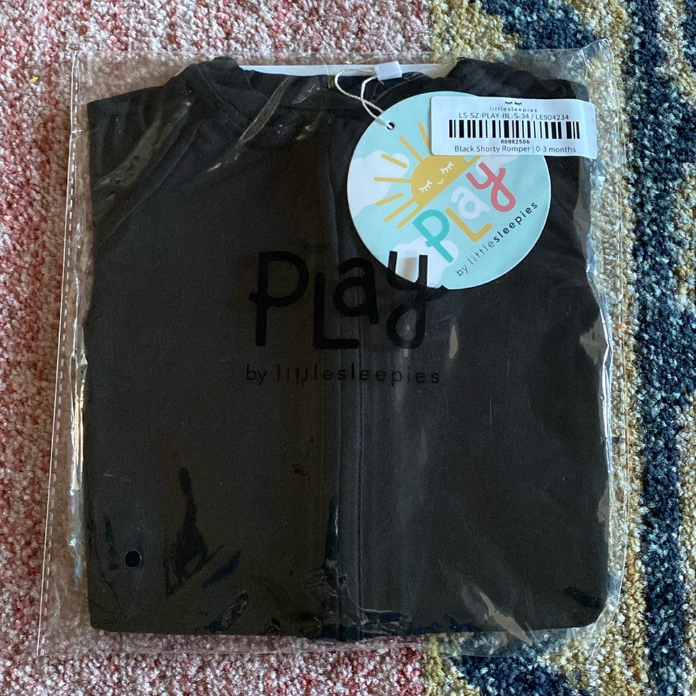Little sleepies black shorty romper 0-3 months nib